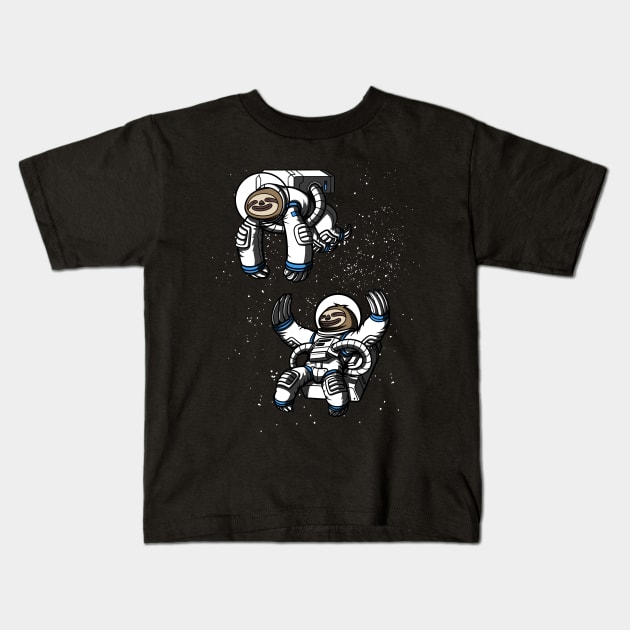 Space Sloths Astronauts Kids T-Shirt by underheaven